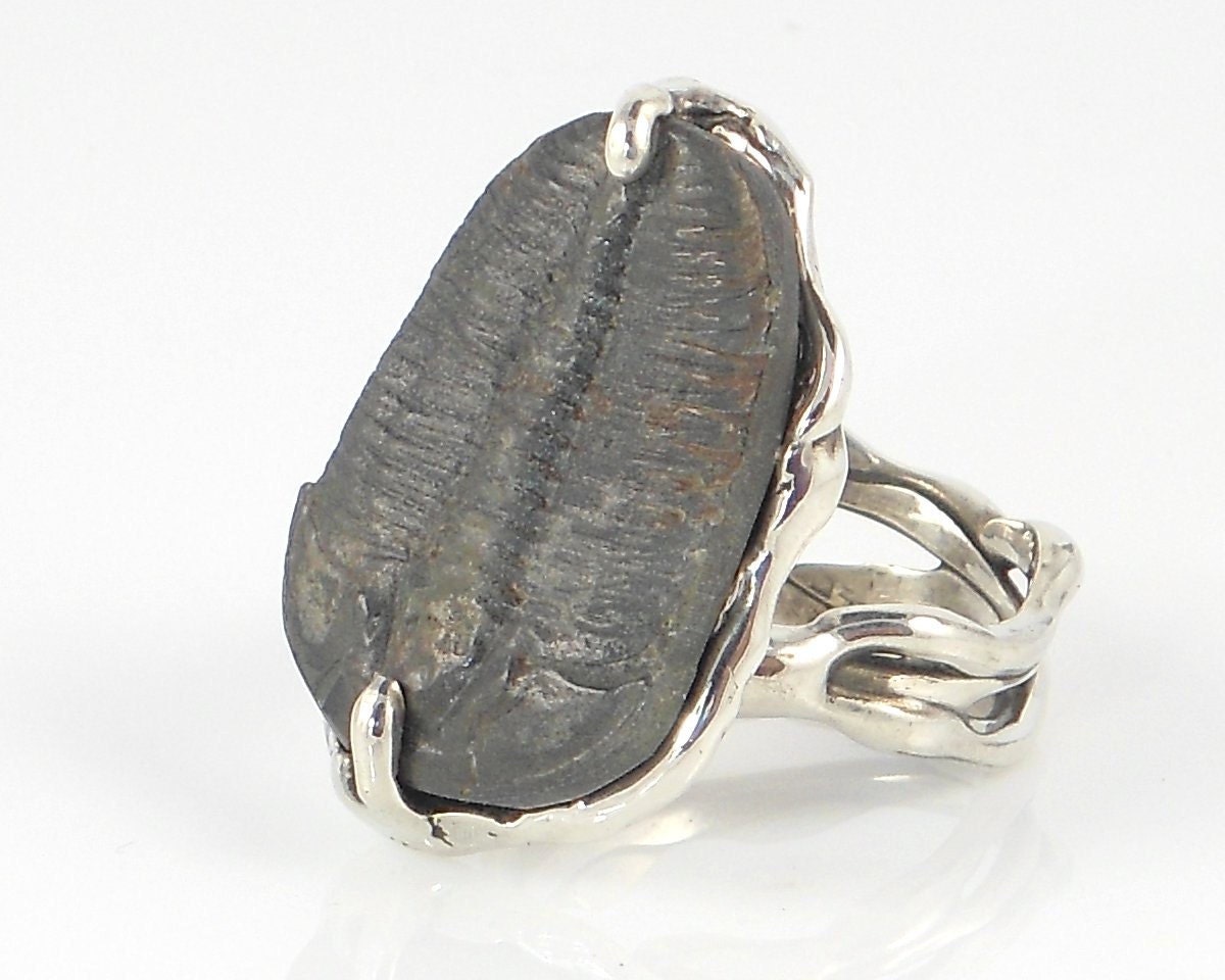 Sterling Silver Ring with Trilobite - Free Domestic Shipping to US - thirdrockjewelry
