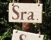 Ready to Ship, Individual Sr and Sra Hanging Signs, Great for Sweetheart table chairs, Photo Prop, Anniversary, Rehersal Dinner