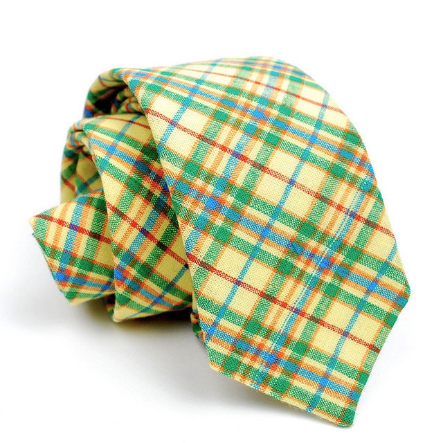 FORAGE sample sale. necktie / yellow & green