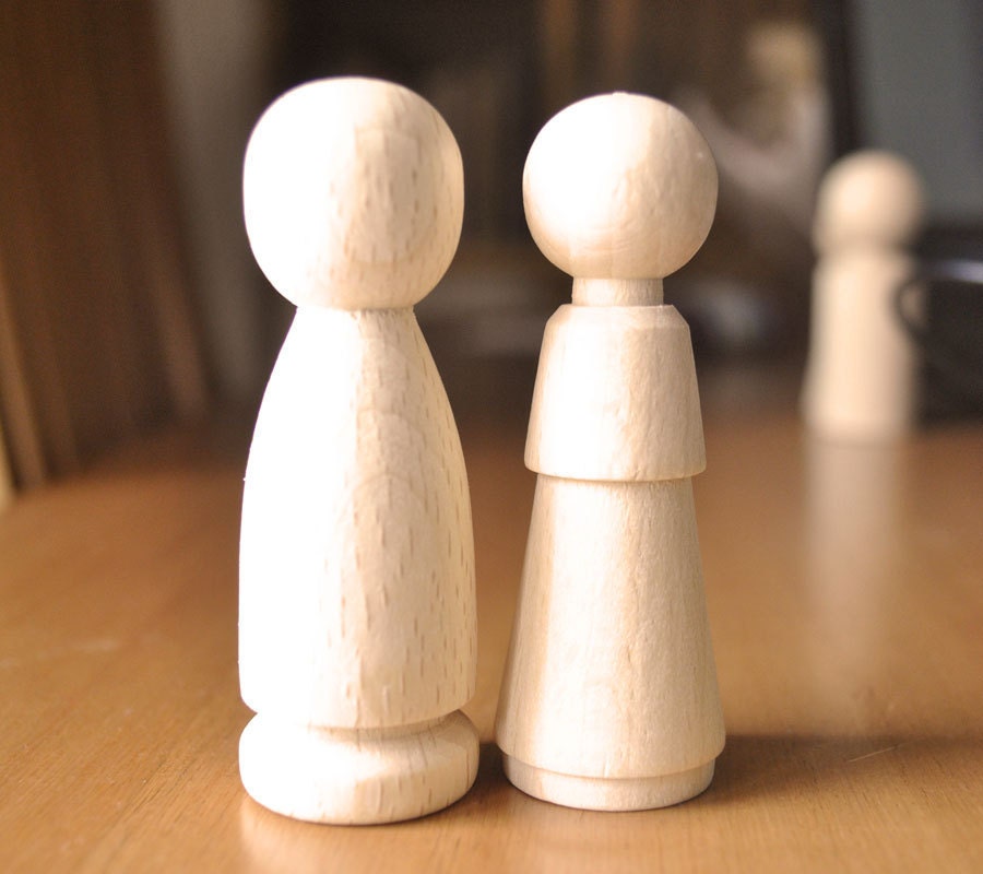 Wooden Doll Pair - man and woman - Peg Dolls - natural Wooden Toys - Waldorf Children toys,Wedding, party favors