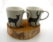 Mr and Mrs mug set Deer for woodland wedding or anniversary can be personalized