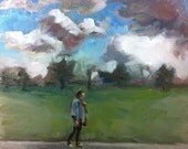 Tatyana enjoyed the countryside walks, 2012, oil on wood, 19x19 cm