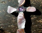 Pink Mother of Pearl Olive Wood Confirmation Cross