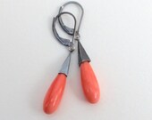 Coral Geometric Earrings Sterling Silver