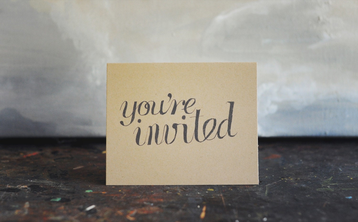 kraft blank invitation cards - hand drawn script