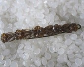Vintage barrette, slender tortoiseshell  flowers