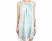 60s Vintage Nightie Light Blue Sheer Medium Large