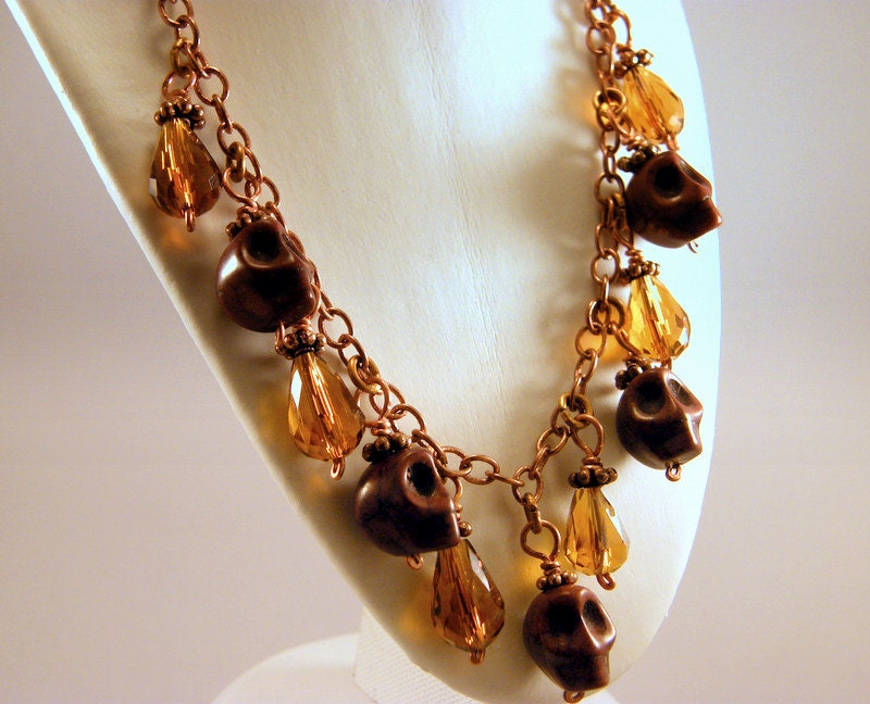 Day of the Dead Chandelier Glam Goth Skull Necklace - Multiple Color Choices