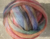8 oz Coopworth Wool, Blended With White Pygora Goat Hair Fiber Roving 50, 50 , Varigated Crazy Ball