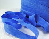 5yds Elastic Ribbon Headbands Ponytail Bands Blue 5/8 inch 15mm Fold over Bands Stretch Trim