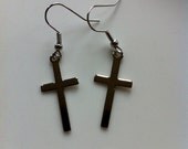 Small Silver Cross Earrings