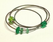 Copper Bangle Set 3 Patina Green Garden