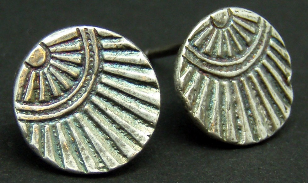 Fine Silver Button Earrings - Lucy