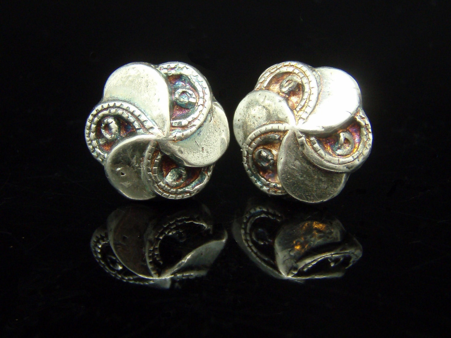 Fine Silver Button Earrings - Victoria