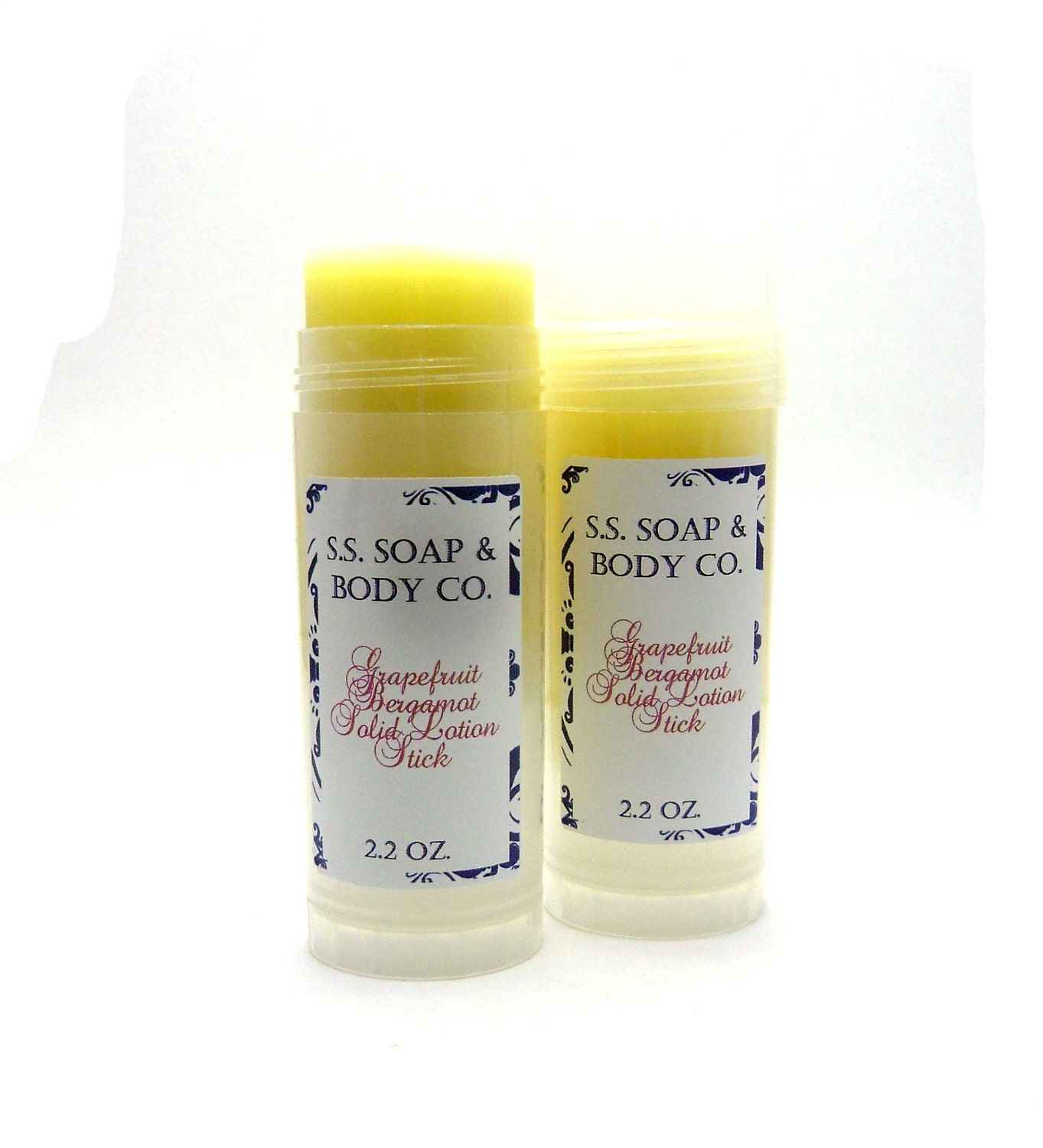 Solid Body Lotion Stick - Grapefruit Bergamot Essential Oil Blend - with Shea Butter Cocoa Butter