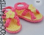 CROCHET PATTERN - Baby Criss-Cross Sandal with Ankle Strap & Flower - 4 Sizes
