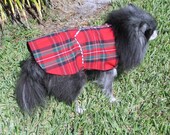 Toy Breed Polyester One-piece Dog Dress -  Bright Red Plaid