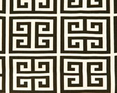 Home Dec Fabric Yardage - Towers Greek Key  - Premier Prints Designer -Espresso Brown and Natural - 1 Yard