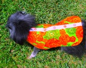 Dog Clothing - Toy Breed Summer Dress - Cotton Bright Orange, Olive & Lime Green Zinnia Print