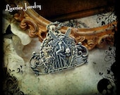 SALE -  FAIRY Garden GaTe LOCKET Necklace fantasy sterling silver plated medieval filigree Door  victorian neovictorian steampunk h - LicoriceJewelry