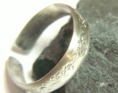 Wide Band Sterling Wedding Ring Vines Scrolls Custom