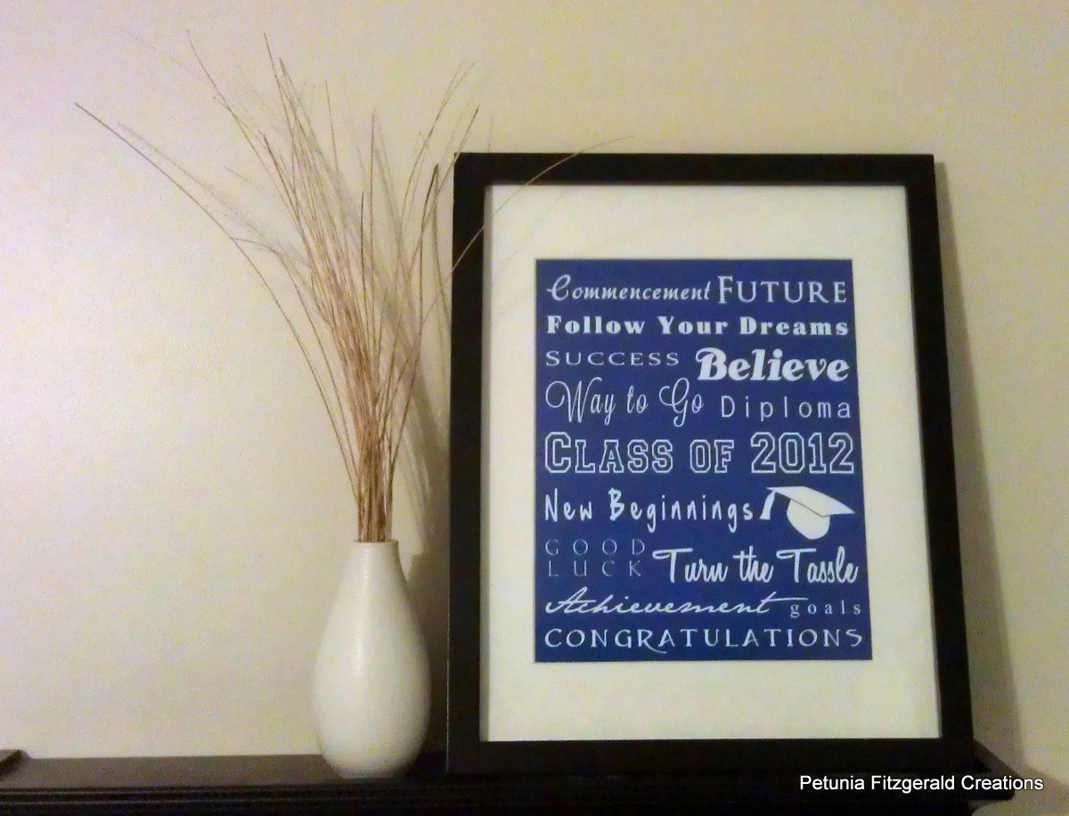 SALE -- 8x10 Royal Blue/White Class of 2012/Graduation Subway Art Print
