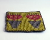 Knit and Crochet Coaster Personalized Gemini Zodiac Mug Rug Olive Green Rust Brown Home Decor