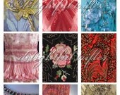 Collage Sheet Vintage Gown Details Beads Sequins Ruffles  ATC Size Digital Download 02