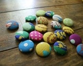 A set of 10 assorted handmade fabric covered buttons made of Japanese linen - Namoo