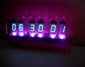 Six Digit Vacuum Fluorescent Display Tube Clock  "The Iced Tubes Bellezza Rosa"
