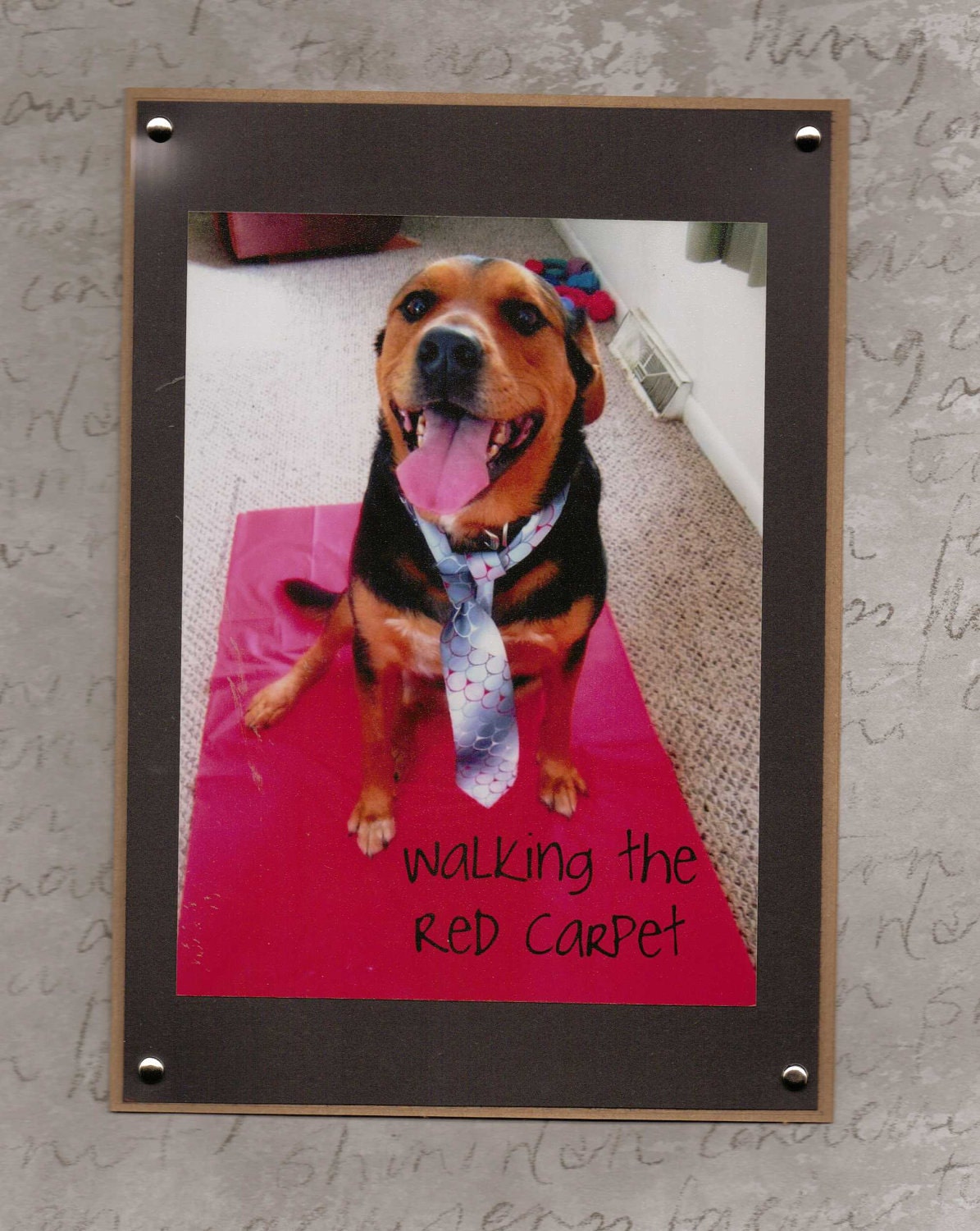 Handmade Greeting Card for Dog Lovers-Stylish Red Carpet Appearance
