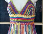 design your own made to order boho festival crochet fringe halter top - MatsonDesignStudio