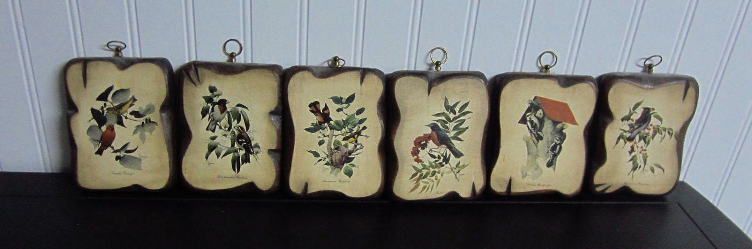 Vintage Wooden Bird Plaques 1964 Set of 6 Not your Ordinary Birds
