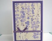Mothers Day Card or Birthday Card Purple Floral Washi Paper Blank Inside- You Choose Sentiment on Front - BGardenCreations