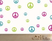 Peace Signs Set of 36, 3 colors, vinyl wall decals, living room, nursery, kids & teens room, removable decals stickers