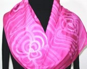 Sweet Pink Hand Painted Silk Scarf. Silk Scarf in Rose Pink and White. Size 13x60. Made in Colorado. 100% silk. MADE TO ORDER.