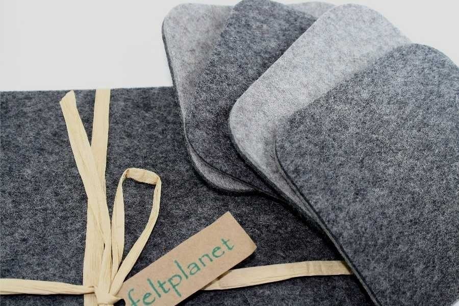 Felt Desk Set in 5mm Thick, Virgin Merino Wool Felt, REVERSIBLE GREYS