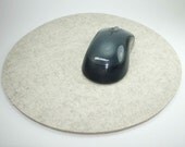 Round Mouse Pad in 5mm thick merino wool felt-Sandstone