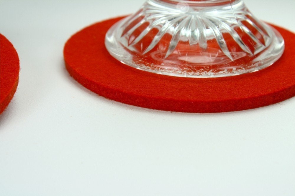 Felt Coasters in 5MM Thick Virgin Merino Wool Felt, Orange