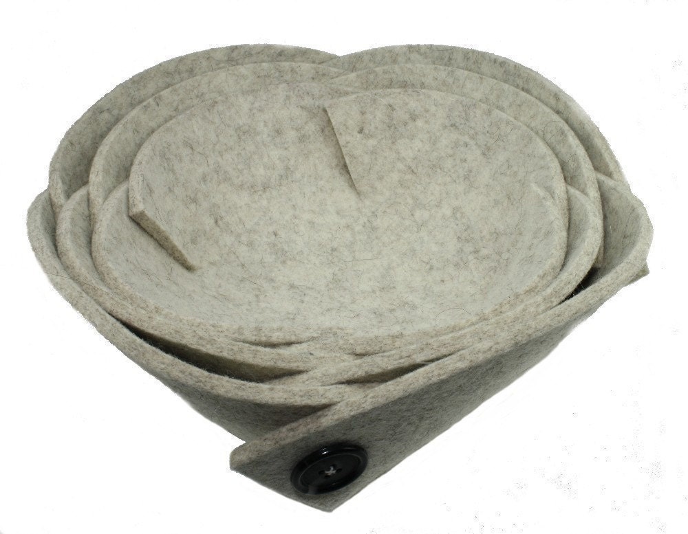 Wool Felt Nesting Bowls in 5mm Virgin Merino Wool Felt-SANDSTONE