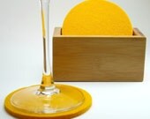 Coaster set in 5mm thick merino wool felt-six