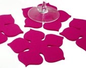 Flower Power Felt Coasters in 5MM Thick Virgin Merino Wool Felt- Magenta