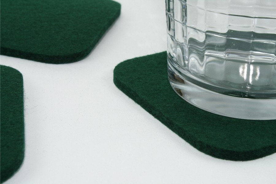 Felt Coasters in 5MM Thick Virgin Merino Wool Felt-Evergreen