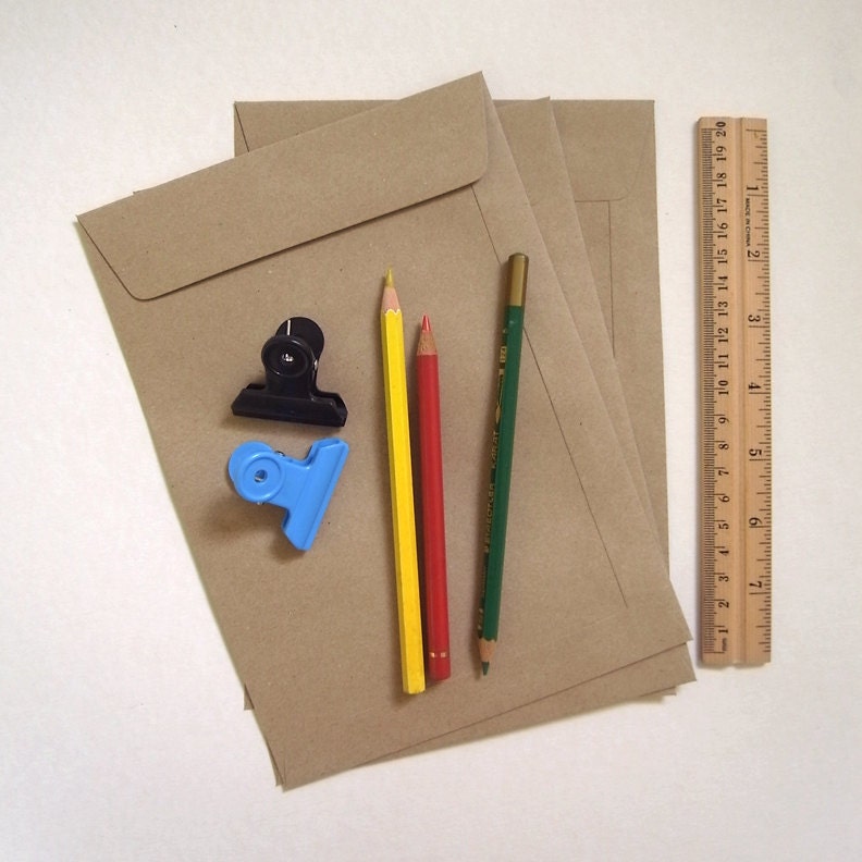 Set of 20 Brown Kraft flat open end envelopes size A5 23cm X 16cm or for halfA4
