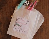 12 Personalized Favor Bags - Birdie Design - ANY COLOR - candy buffet bags, cookie buffet bags, wedding favors, party favors