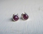 Sweet Ruby Dots Stud Earrings in Silver