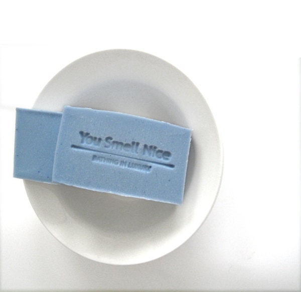 Zephyr blue Soap - crisp fresh air and green leafy unisex scent  - colored blue - made from SCRATCH by ME in San Francisco California