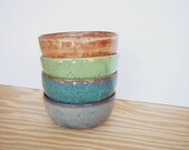 Stoneware Pottery Bowls Set of 4 - 4 Assorted Glazes