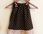Pillowcase Dress - Brown Dot & Pink Paisley- made to order 12 - 24 months - 5