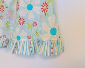 Toddler Girls Dress - Blue & White Flowers and Stripes - made to order 12 - 24 months - 5